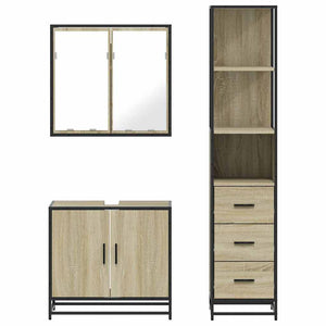 vidaXL 3 Piece Bathroom Furniture Set Sonoma Oak Engineered Wood