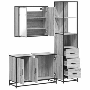 vidaXL 3 Piece Bathroom Furniture Set Grey Sonoma Engineered Wood