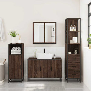 vidaXL 3 Piece Bathroom Furniture Set Brown Oak Engineered Wood