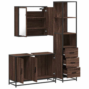 vidaXL 3 Piece Bathroom Furniture Set Brown Oak Engineered Wood