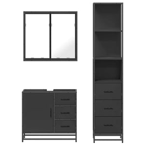 vidaXL 3 Piece Bathroom Furniture Set Black Engineered Wood