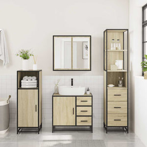 vidaXL 3 Piece Bathroom Furniture Set Sonoma Oak Engineered Wood