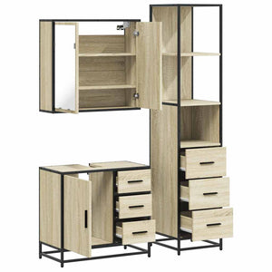 vidaXL 3 Piece Bathroom Furniture Set Sonoma Oak Engineered Wood