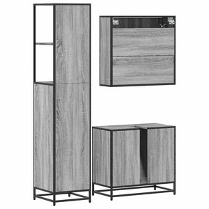 vidaXL 3 Piece Bathroom Furniture Set Grey Sonoma Engineered Wood