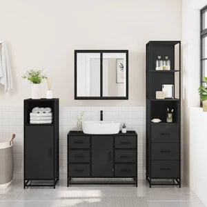 vidaXL 3 Piece Bathroom Furniture Set Black Engineered Wood