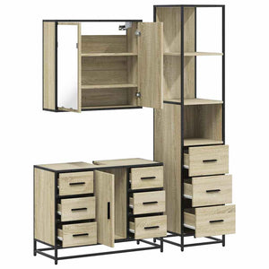 vidaXL 3 Piece Bathroom Furniture Set Sonoma Oak Engineered Wood