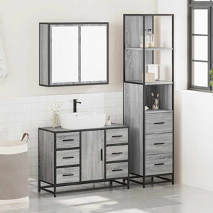 vidaXL 3 Piece Bathroom Furniture Set Grey Sonoma Engineered Wood