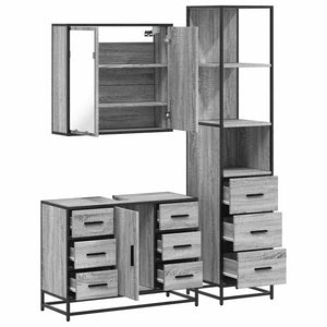 vidaXL 3 Piece Bathroom Furniture Set Grey Sonoma Engineered Wood