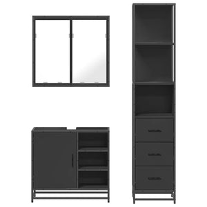 vidaXL 3 Piece Bathroom Furniture Set Black Engineered Wood