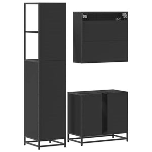 vidaXL 3 Piece Bathroom Furniture Set Black Engineered Wood