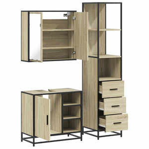 vidaXL 3 Piece Bathroom Furniture Set Sonoma Oak Engineered Wood