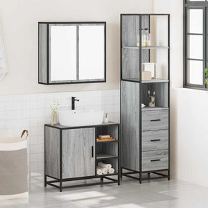 vidaXL 3 Piece Bathroom Furniture Set Grey Sonoma Engineered Wood