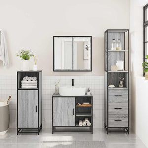 vidaXL 3 Piece Bathroom Furniture Set Grey Sonoma Engineered Wood