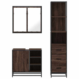 vidaXL 3 Piece Bathroom Furniture Set Brown Oak Engineered Wood