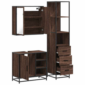 vidaXL 3 Piece Bathroom Furniture Set Brown Oak Engineered Wood