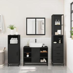 vidaXL 3 Piece Bathroom Furniture Set Black Engineered Wood