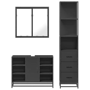 vidaXL 3 Piece Bathroom Furniture Set Black Engineered Wood