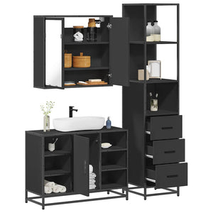 vidaXL 3 Piece Bathroom Furniture Set Black Engineered Wood