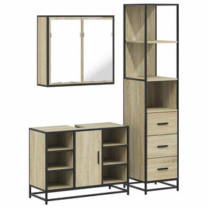 vidaXL 3 Piece Bathroom Furniture Set Sonoma Oak Engineered Wood