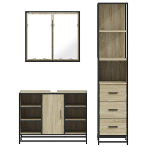 vidaXL 3 Piece Bathroom Furniture Set Sonoma Oak Engineered Wood