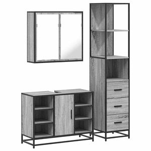 vidaXL 3 Piece Bathroom Furniture Set Grey Sonoma Engineered Wood