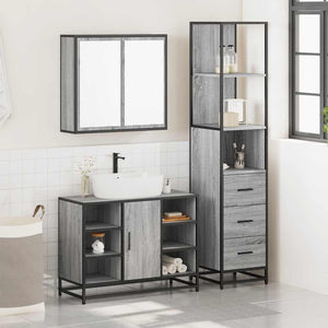 vidaXL 3 Piece Bathroom Furniture Set Grey Sonoma Engineered Wood