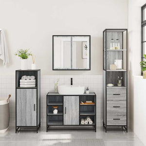 vidaXL 3 Piece Bathroom Furniture Set Grey Sonoma Engineered Wood