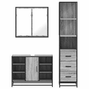 vidaXL 3 Piece Bathroom Furniture Set Grey Sonoma Engineered Wood