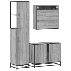 vidaXL 3 Piece Bathroom Furniture Set Grey Sonoma Engineered Wood