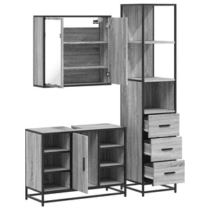 vidaXL 3 Piece Bathroom Furniture Set Grey Sonoma Engineered Wood