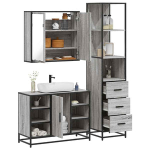 vidaXL 3 Piece Bathroom Furniture Set Grey Sonoma Engineered Wood