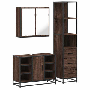 vidaXL 3 Piece Bathroom Furniture Set Brown Oak Engineered Wood