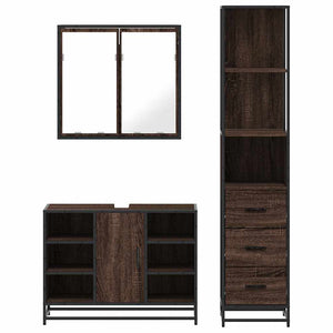 vidaXL 3 Piece Bathroom Furniture Set Brown Oak Engineered Wood