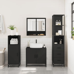 vidaXL 3 Piece Bathroom Furniture Set Black Engineered Wood