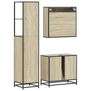 vidaXL 3 Piece Bathroom Furniture Set Sonoma Oak Engineered Wood