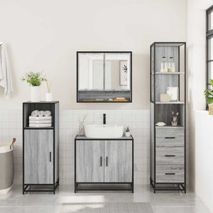 vidaXL 3 Piece Bathroom Furniture Set Grey Sonoma Engineered Wood