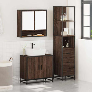 vidaXL 3 Piece Bathroom Furniture Set Brown Oak Engineered Wood