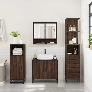 vidaXL 3 Piece Bathroom Furniture Set Brown Oak Engineered Wood