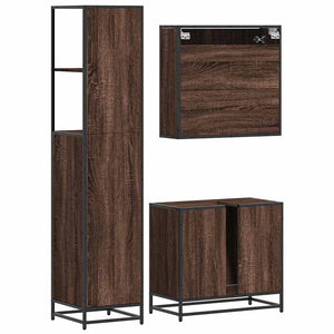 vidaXL 3 Piece Bathroom Furniture Set Brown Oak Engineered Wood