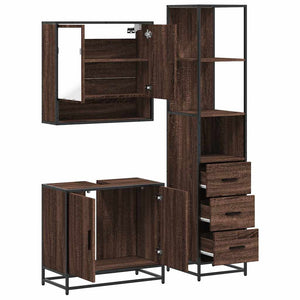 vidaXL 3 Piece Bathroom Furniture Set Brown Oak Engineered Wood