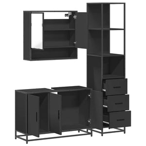 vidaXL 3 Piece Bathroom Furniture Set Black Engineered Wood