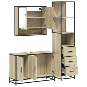 vidaXL 3 Piece Bathroom Furniture Set Sonoma Oak Engineered Wood