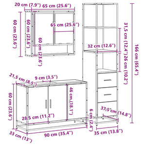 vidaXL 3 Piece Bathroom Furniture Set Sonoma Oak Engineered Wood