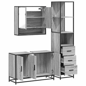 vidaXL 3 Piece Bathroom Furniture Set Grey Sonoma Engineered Wood