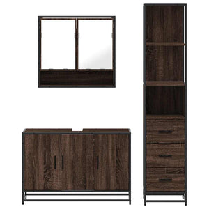 vidaXL 3 Piece Bathroom Furniture Set Brown Oak Engineered Wood