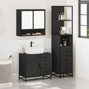 vidaXL 3 Piece Bathroom Furniture Set Black Engineered Wood