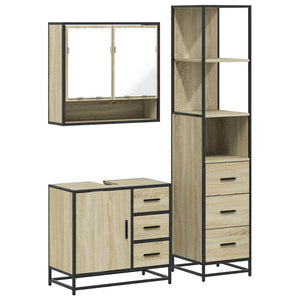 vidaXL 3 Piece Bathroom Furniture Set Sonoma Oak Engineered Wood