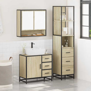 vidaXL 3 Piece Bathroom Furniture Set Sonoma Oak Engineered Wood