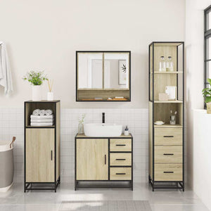 vidaXL 3 Piece Bathroom Furniture Set Sonoma Oak Engineered Wood