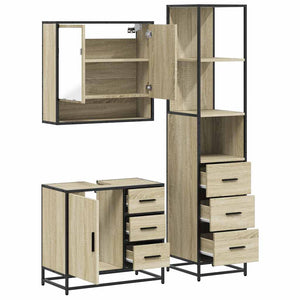 vidaXL 3 Piece Bathroom Furniture Set Sonoma Oak Engineered Wood